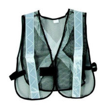 Black Mesh Safety Vest with White Reflective Strip